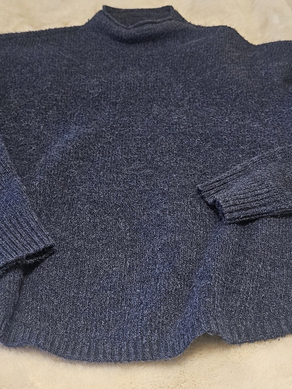 Thread & Supply Women's Heathered Blue Knit Cowlneck Sweater